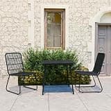 NKOPPFG 3 Piece Patio Dining Set with Glass Top Table and Poly Rattan Chairs, Sturdy Steel Frame for Outdoor Use
