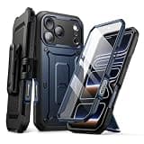 SUPCASE for iPhone 17 Pro Max Case with Camera Control Button (Unicorn Beetle Pro), [Built-in Kickstand & Screen Protector] [Military-Grade Protection] Full Body Heavy Duty Phone Case, Azure