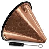 Pour Over Coffee Filter Reusable Stainless Steel - 800 Mesh Copper Cone with Black Ring for Clean, Sediment-Free Brew, Compatible with Hario V60 & Chemex, Paperless Coffee Dripper with Cleaning Brush