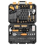 DEKOPRO 128 Piece Tool Set-General Household Hand Tool Kit, Auto Repair Tool Set, with Plastic Toolbox Storage Case