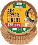 Air Fryer Liners for Ninja, 125 Pcs Round Disposable Airfryer Paper Liners – Non-Stick and Oil Proof for Easy Cleanup, Great for Oven, Pans & Baking – 8 Inch for 5-8 qt Basket by Baker's Signature