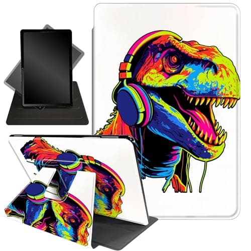 Case for All-New Fire HD 8 & 8 Plus Tablet (12th /10th Gen, 2022/2020),360 Degree Rotating Stand Smart Protective Cover Case,for Amazon Fire HD 8 inch Tablets (2022/2020),Music/Dinosaur Dino