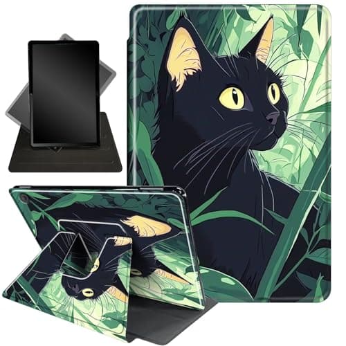 Case for Kindle Fire HD 8 & Fire HD 8 Plus Tablet (12th Generation 2024/2022 & 10th Generation 2020 Release),360 Degree Rotating Stand Smart Protective Cover Case,Jungle Cat