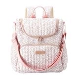 YESFIXS Quilted Diaper Bag Backpack Large Floral Puffy Backpack Multi-compartment Baby Storage Backpack for Mom Travel Hospital