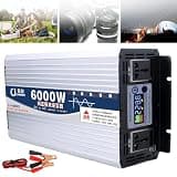 VTCMKAZYT Pure Sine Wave Power Inverter DC 12V 24V 48V 60V to AC 110V 220V Car Converter with Dual Outlets & LCD Smart(60Vto110V,6000W)