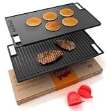 NutriChef Cast Iron Reversible Griddle 18x10 Inch – Pre-Seasoned Flat Top & Ridged Grill Side, Stove Top Griddle for Gas Grill, Outdoor & Indoor Cooking