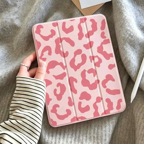KAELEI Cute iPad A16 Case 11 Inch 2025 丨 iPad 10th Generation Case 10.9 Inch 2022 with Pencil Holder-[Auto Wake/Sleep], Trifold Stand Soft TPU Protective Cover, Pink Design Patten for Women Girls