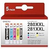 ONLYU 280XXL 281XXL Compatible for Canon Ink 280 and 281 Cartridges PGI-280XXL CLI-281XXL for Canon TR8620a Ink Cartridges for Pixma TR8620 TR8620a TS6320 TR7520 TS6120 TS6220 TS8220 TS9520 (5 Pack)