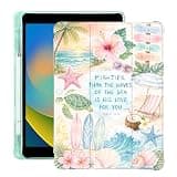 BlHMCASE Cute Turtle Flower Palm Tree Beach for iPad (A16) 11th Gen Case 11 Inch 2025, for iPad 10th Gen Case 10.9 Inch 2022 with Pencil Holder, Auto Sleep/Wake, Green Leather Soft TPU Back Cover