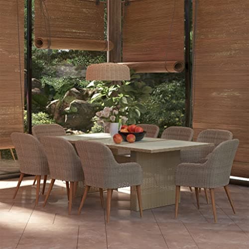 WEHUOSIF 9 Piece Patio Dining Set Poly Rattan Garden Lounge Set,Combination Sofa,Pool Sofa Set,Conversation Sofa,Party Furniture,for Homes,Offices,Living Room,Cafes,Brown