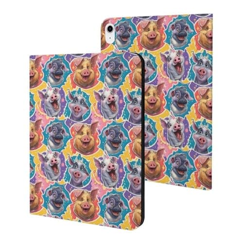 Funny Cute Colorful Pig Print Compatible with iPad A16 Case 11 Inch 2025, Tablet Cover Compatible with iPad 10th Generation Case 10.9 Inch 2022 with Stand Slim Auto Wake/Sleep