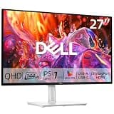 Dell Plus S27 QHD Monitor, 144Hz, IPS Display, 1ms MPRT, 99% sRGB, AMD FreeSync, Built-in Speakers, VESA, Low Blue Light, USB-A|C/HDMI/DisplayPort, Ultra-Thin bezels, Height/Tilt/Swivel/Pivot, White