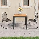 KLGBNCVE 3 Piece Patio Dining Set with PVC Rattan Chairs and WPC Table for Garden Terrace