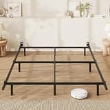SHA CERLIN 7 Inch Metal Bed Frame, 9-Leg Box Spring Base for Mattress Set, Headboard Compatible, Black, Queen