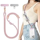 SURPHY Phone Lanyard for Cellphone Case, Phone Strap Crossbody with 2 Pack Tether Tab, Premium Metal Buckles, Cellphone Lanyard Crossbody for Women and Men, Pink & Purple