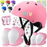 Comforhous Color Gradient Kids Bike Helmet and Pads Adjustable Helmet for Kids Protective Gear Set with Elbow Knee Pads Wrist Guards for Cycling Bicycle