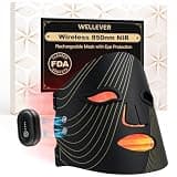 WELLEVER Red Light Therapy Mask for Face, Wireless Led Face Mask Light Therapy with 850nm Near-Infrared, 4 Modes Rechargeable Led Facial Skincare Device