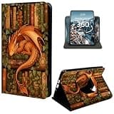 360 Rotating Case for Amazon Fire HD 10 & Fire HD 10 Plus Tablet (11th/13th Gen, 2021-2023), Smart Folio Cover with Auto Sleep/Wake & Swivel Stand, Slim Aesthetic Shell, Sleeping Dragon Bookshelf
