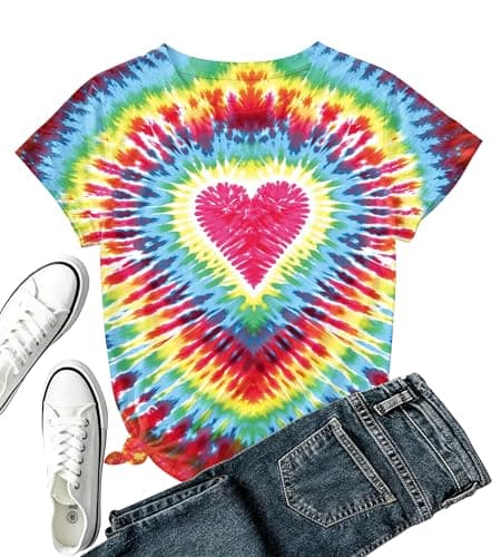 Rainbow Pride Shirt Women-Pride Month Rainbow Heart Short Sleeve LGBTQ Ally Women Tee Tops