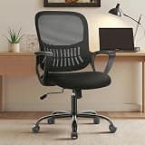 OLIXIS Home Office Chair, Mid Back Computer Ergonomic Mesh Desk with Large Seat, Executive Height Adjustable Swivel Task with Lumbar Support and Armrest, for Adults, Black