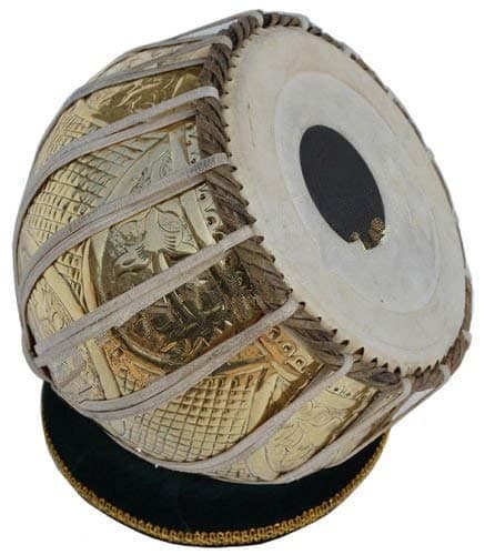 Gosaimusical Sheesham Wood Tb-0081 Hand Made Designer Brass Tabla Set Gold Color Indian Musical Instrument Bayan Tabla, Dayan Tabla For Beginners & Students
