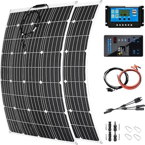 1000 Watt Flexible Solar Panel for RV, 2 × 500 Watt 12 Volt Solar Power Panel Kit with 40A Charge Controller & Inverter Monocrystalline Solar Panels for Camping Off Grid Car Battery Charging Boat