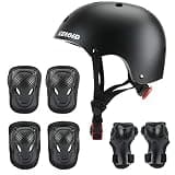 CELOID Kids Helmet Pad Set,Adjustable Kid Skateboard Bike Helmet Knee & Elbow Pads Wrist Guards 5-8 years Child Protective Gear Set for Girls Boys Bicycle Bike Roller Skating Scooter Rollerblade Sport