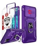 LeYi Compatible for Samsung Galaxy S20-FE-5G Case: Samsung Galaxy 20 FE Case with Slide Camera Cover + [2 PCS] Screen Protector + Magnet Kickstand, S20 FE Case Phonecase for Galaxi Cellphone, Purple