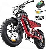 DTTZH F6S 2000W Electric Bike for Adults, Moped Style Ebikes for Adults, 750W Motor E Motorcycle, 20" x 4" Fat Tire E Bikes, 48V 25Ah Battery UL 2849 Certified (Red)