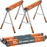 BORA Workhorse XT Adjustable Saw Horses 2 Pack Folding Heavy Duty Sawhorse with Adjustable Height Legs, 2700 lbs Capacity - Portable Workbench & Work Station with Built-in Bottle Opener PM-3360T