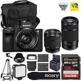 Sony a7 V Mirrorless Camera With FE 28-70mm f/3.5-5.6 OSS II & E 55-210mm f/4.5-6.3 OSS Lens|Full-Frame E-Mount Sensor & 4K Video Recording + LED light + Spare Extra Battery + 128GB Card + Camera Case