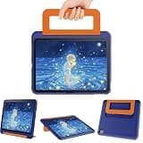 INFILAND Kids Case for iPad A16 11 Inch 2025 (11th Gen), iPad 10th Generation (10.9 Inch 2022), Durable Soft Shockproof Stand Protective Cover with Pencil Holder/Handle (Amber-Navy)