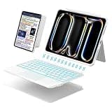 DANCESOUL iPad Pro 11 inch Case with Keyboard (M5 M4 2025 2024), Magnetic Detachable Magic Keyboard, Multi-Touch Trackpad, Backlit, Landscape/Portrait, Adjustable Stand for Pro 11 6/5th Gen (White)