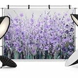Purple Flowers Backdrop 7x5ft Abstract Watercolor Floral Plant Photography Backdrop Fabric Photoshoot Background Tapestry Banner for Birthday Baby Shower Decoration Party Video Photo Studio Props