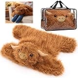 Yunsailing Animal Weighted Lap Pad Stuffed Highland Cow, 5lbs Sensory Weighted Animal Blanket Lap Pad for Relaxation, Calming, Napping, Sleeping, Travel, Office, Home, Highland Cow Lovers Gift