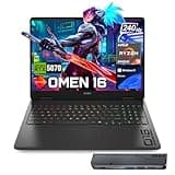HP Omen RTX 5070 Gaming Laptop, 16.1" WQXGA 240Hz, AMD Ryzen 9 8940HX, 32GB DDR5 RAM, 1TB SSD, RGB Backlit KB, Low Blue Light, Bundle with Thunderobot 7 in-1 USB-C Hub, Black, Windows 11 Home
