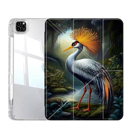 Case for iPad Pro 13 Inch (M5/M4) 2025/2024, Slim Clear Case with Pencil Holder, Multi-Angles Folding Y-Shaped Stand Cover, Cranes of Grace