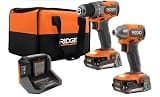 RIDGID 18V SubCompact Brushless 2-Tool Combo Kit with Drill/Driver, Impact Driver, (2) 2.0 Ah Batteries, Charger, and Tool Bag