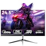 LXZ Gaming Monitor 24.5 Inch, 200Hz Monitor FHD 1080P Frameless IPS Display with Eye Care, DP/HDMI, Wall Mount Compatible - Black