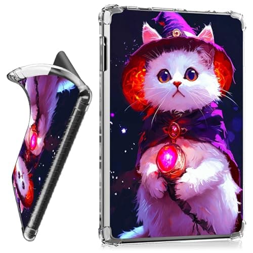 RWUTYTIUL for 6" Kindle 11th Generation 2024/2022 Release Clear Tablet Case, Transparent Shockproof Protective Shell Lightweight TPU Accessories Cover Women Man, Purple White Cat