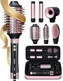 ELLA BELLA® 6 in 1 Professional Hot Air Styler Dual Voltage • Powerful Hair Dryer & Straightener Set • Styling Without Heat Damage • Fast Drying Curling Volumizing Straightening • with Travel Case