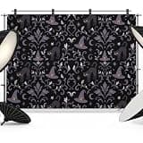 Purple Floral Halloween Backdrop 8x6ft Horror Dark Silhouetted Cats Photography Backdrop Fabric Photoshoot Background Tapestry Banner for Birthday Baby Shower Decoration Party Video Photo Studio Props