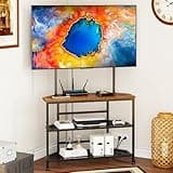 23" to 60" Floor Corner TV Stand For Bedroom With Mount, Universal Corner TV Desk Table With Storage Shelves For Bedroom Small Space,Rustic Television Stands Desk,Heavy Duty Structure,Adjustable Feet