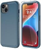 Diverbox for iPhone 14 Case [Shockproof] [Dropproof] [Tempered Glass Screen + Camera Lens Protector],Heavy Duty Protection Phone Case for Apple iPhone 14 (Blue-2in1)