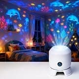 Dynamic Rotating LED Projector Light, USB Rechargeable LED Light Projector,Snowflake/Christmas/Ocean Dynamic Patterns,Home Theater Adjustable Brightness, Unique Base Design
