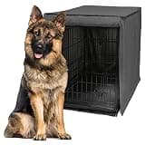 Friends Forever Metal Dog Crate Cover 48 inch w/Light Blocking Protective Curtain, Dog Cage Cover w/Roller Shades, Machine Washable, Trucker Black