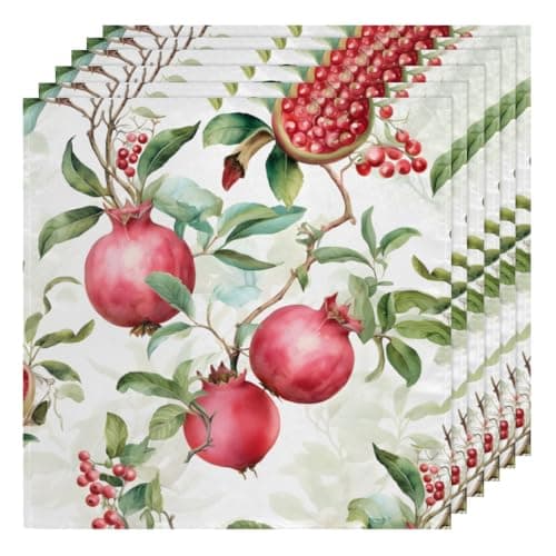 Hsnar Cloth Napkins Set of 6 Pomegranate Printed Washable Dinner Napkins Cloth 20x20 Inches Decorative Table Cloth Napkin for Party Wedding Restaurant Dining