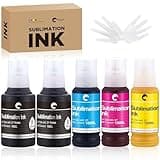 Hiipoo 580ML Sublimation Ink for Supertank Inkjet Printer ET-2400 ET-2720 ET-2760 ET-2800 ET-2803 ET-2850 ET-3760 ET-4800 ET-15000 Heat Press Transfer on T-Shirt (Autofill/ICC-Free/Anti-UV)