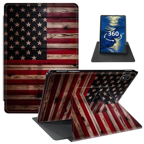 GFRGTFHYT for iPad Air 11 Inch Case M2 (2024) /Air 6th/5th/4th Gen (2024/2022/2020) 10.9 Inch PU Leather 360 Degree Rotating Swivel Stand Smart Cover with Auto Wake/Sleep, American Flag