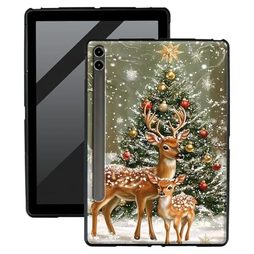 Beautiful Christmas Deer TPU Case for Samsung Galaxy Tab S8 Plus 2022/S7 FE 2021/S7 Plus 2020 (SM-X800/X806/T730/T733/T970/T975) 12.4" Tablet Lightweight TPU Shockproof Protective Cover